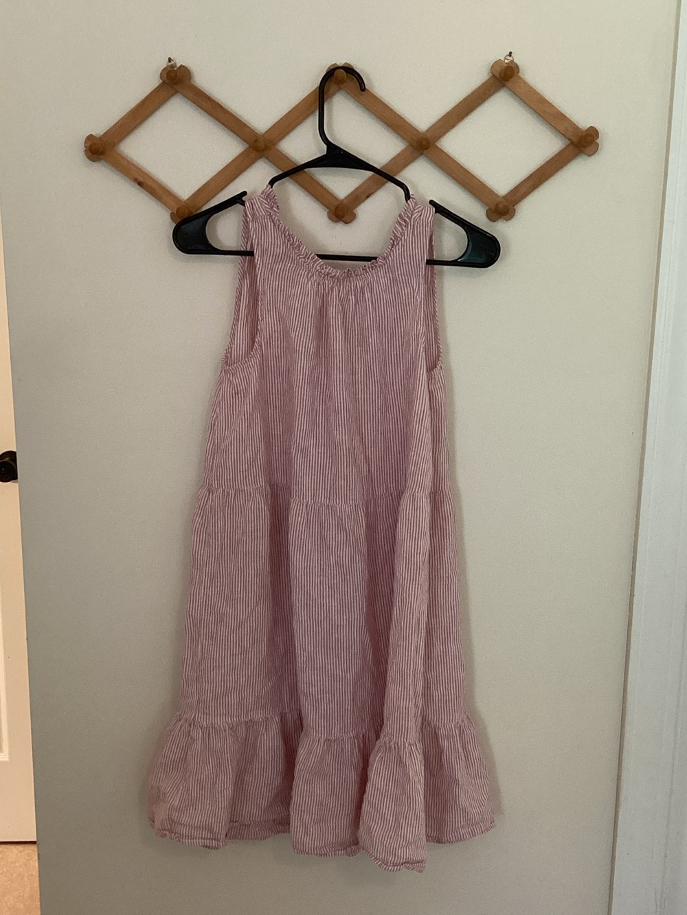 beachlunchlounge Pink & White Striped Tiered Sundress